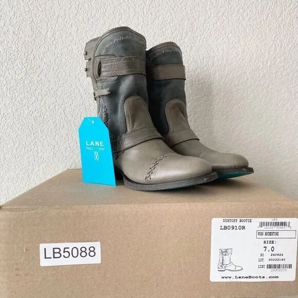 NEW Lane DUSTOFF Moto Boots Womens 7 Gray Leather Short Western Cowboy Boots