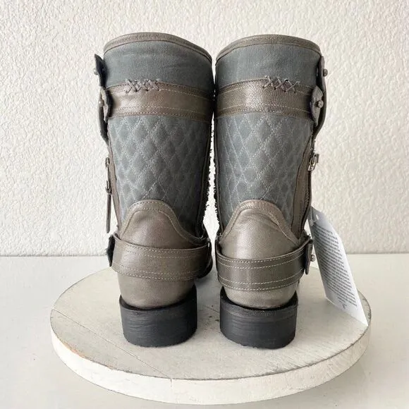 NEW Lane DUSTOFF Moto Boots Womens 7 Gray Leather Short Western Cowboy Boots