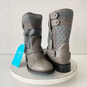 NEW Lane DUSTOFF Moto Boots Womens 7 Gray Leather Short Western Cowboy Boots