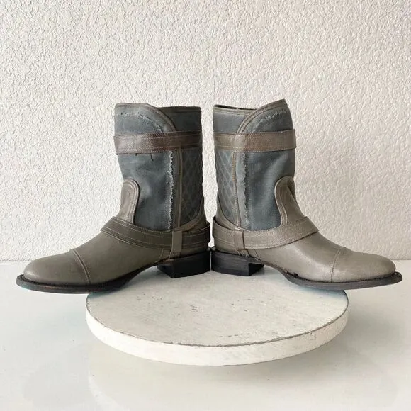 NEW Lane DUSTOFF Moto Boots Womens 7 Gray Leather Short Western Cowboy Boots