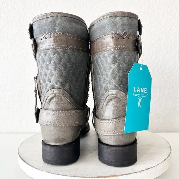NEW Lane DUSTOFF Womens Cowboy Boots 8.5 Gray Leather Western Cowgirl Short