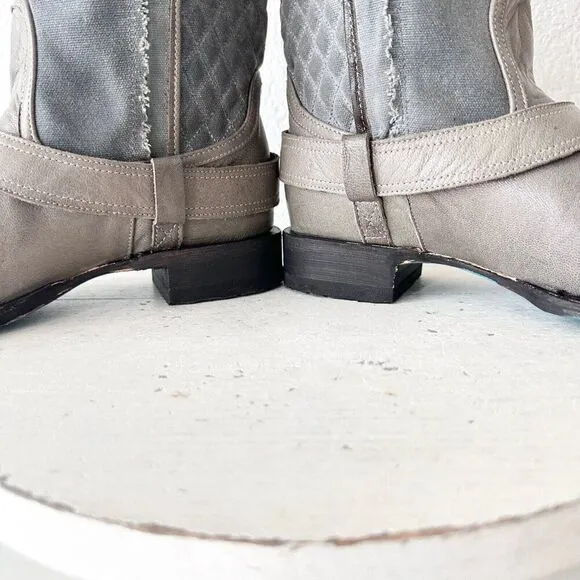 NEW Lane DUSTOFF Womens Cowboy Boots 8.5 Gray Leather Western Cowgirl Short
