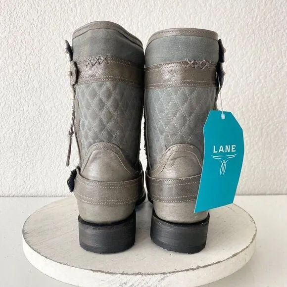 NEW Lane DUSTOFF Womens Cowboy Boots Sz 7.5 Gray Leather Western Short Cowgirl