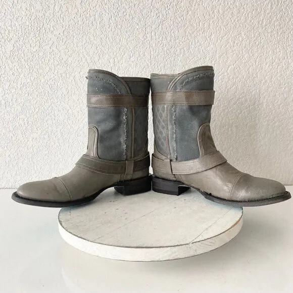 NEW Lane DUSTOFF Womens Cowboy Boots Sz 7.5 Gray Leather Western Short Cowgirl