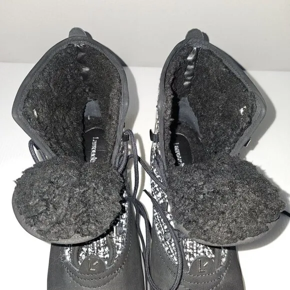 NEW Larroude Vail Ankle Bootie Black White Tweed Leather 9.5