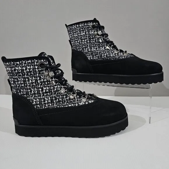 NEW Larroude Vail Ankle Bootie Black White Tweed Leather 9.5