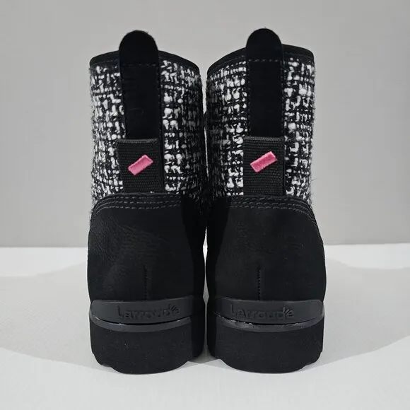 NEW Larroude Vail Ankle Bootie Black White Tweed Leather 9.5