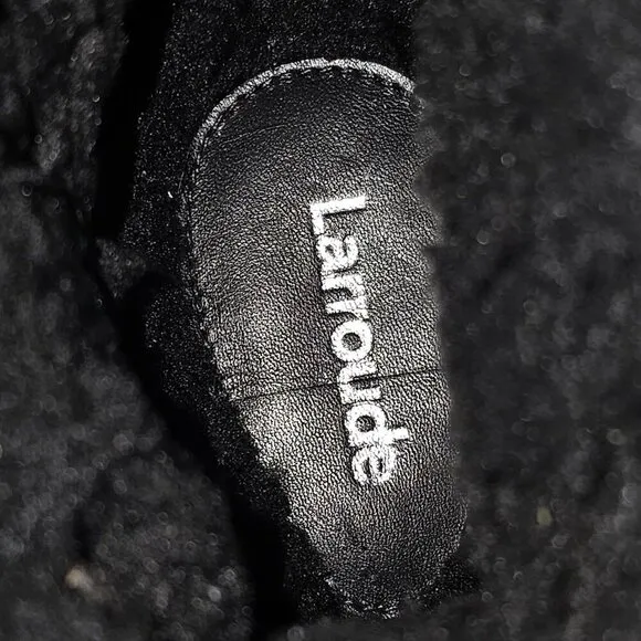 NEW Larroude Vail Ankle Bootie Water Resistant Black White Tweed Nubuck 7.5