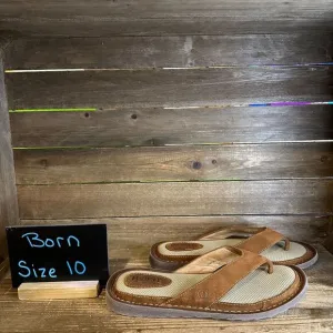New NWOB Mens Born Bermuda Brown‎ Suede Comfort Flip Flops Sandals Size 10 M