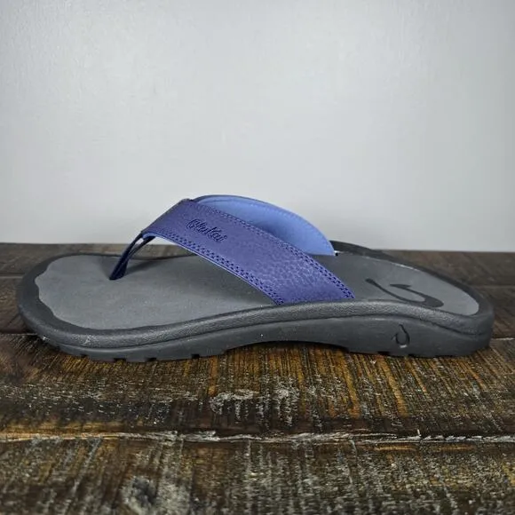 NEW OluKai Ohana Mens Size 9 Slip On Flip Flops Beach Sandals Foam Blue Black