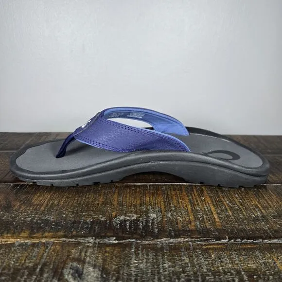 NEW OluKai Ohana Mens Size 9 Slip On Flip Flops Beach Sandals Foam Blue Black