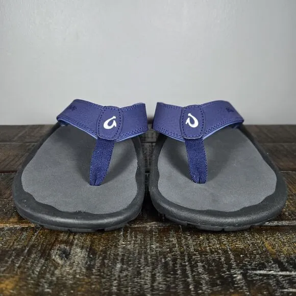 NEW OluKai Ohana Mens Size 9 Slip On Flip Flops Beach Sandals Foam Blue Black