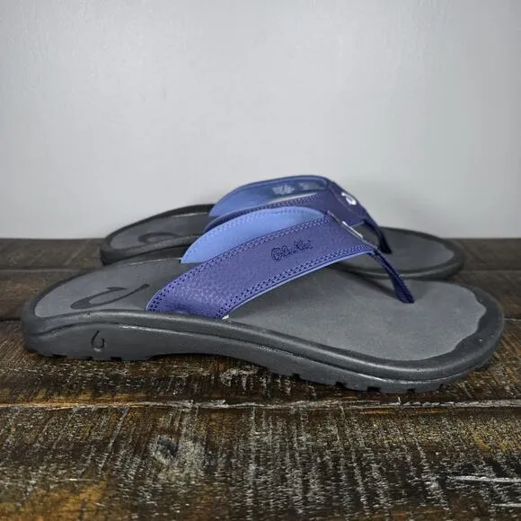 NEW OluKai Ohana Mens Size 9 Slip On Flip Flops Beach Sandals Foam Blue Black