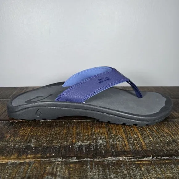 NEW OluKai Ohana Mens Size 9 Slip On Flip Flops Beach Sandals Foam Blue Black