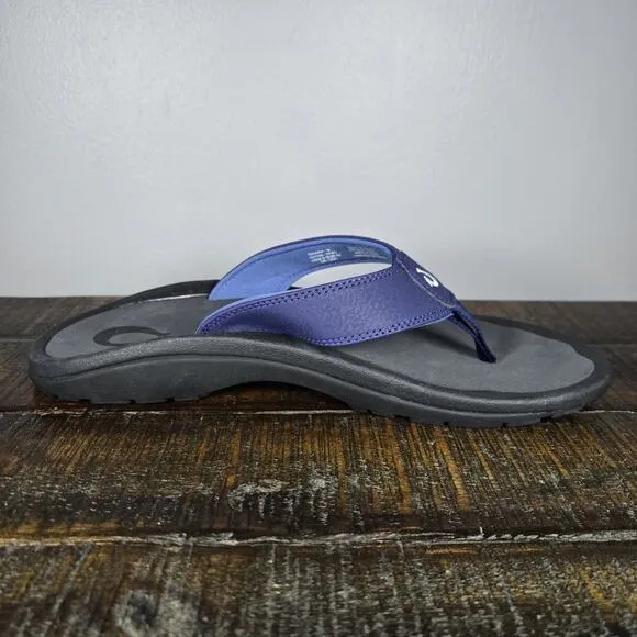NEW OluKai Ohana Mens Size 9 Slip On Flip Flops Beach Sandals Foam Blue Black
