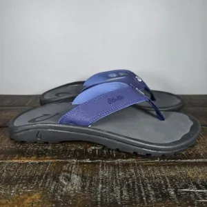 NEW OluKai Ohana Mens Size 9 Slip On Flip Flops Beach Sandals Foam Blue Black