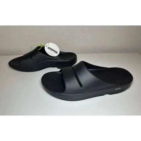 *NEW* OOFOS OOAHH Black Recovery Sport Slides Sandals Unisex M9 W11 EU42