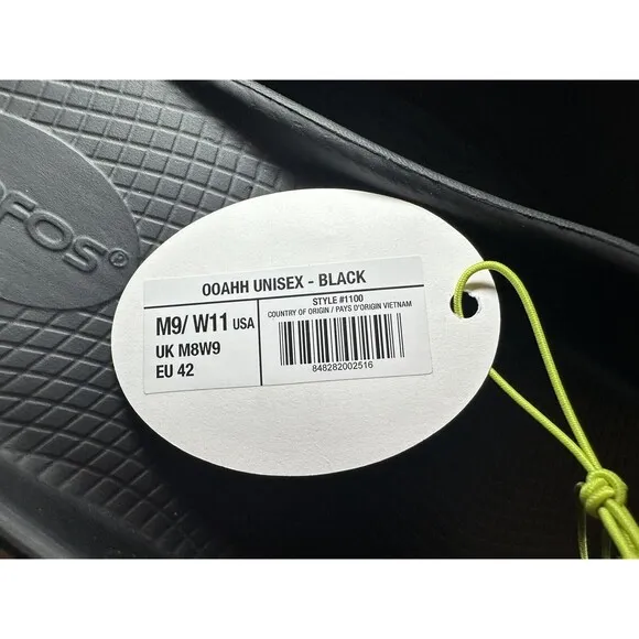 *NEW* OOFOS OOAHH Black Recovery Sport Slides Sandals Unisex M9 W11 EU42