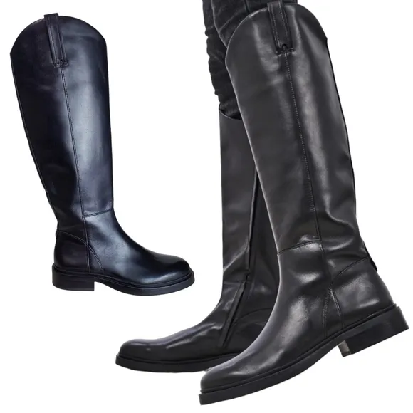 New Sam edelman fable womes leather zip up tall ridding boots black