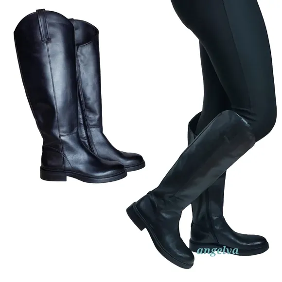New Sam edelman fable womes leather zip up tall ridding boots black