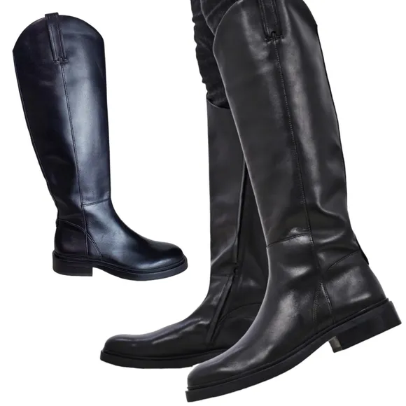 New Sam edelman fable womes leather zip up tall ridding boots black