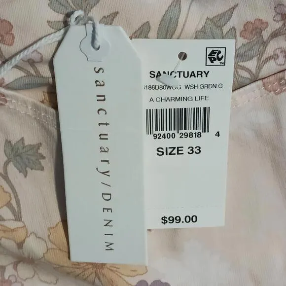 NEW Sanctuary A Charming Life Denim Mini Skirt in Peachy Floral, Size 33