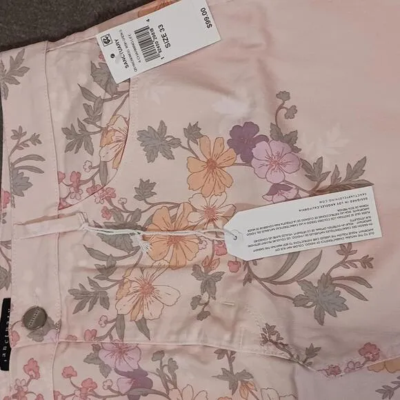 NEW Sanctuary A Charming Life Denim Mini Skirt in Peachy Floral, Size 33