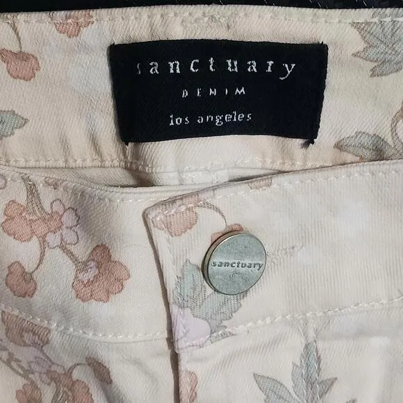 NEW Sanctuary A Charming Life Denim Mini Skirt in Peachy Floral, Size 33