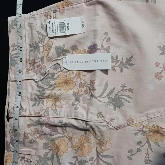 NEW Sanctuary A Charming Life Denim Mini Skirt in Peachy Floral, Size 33
