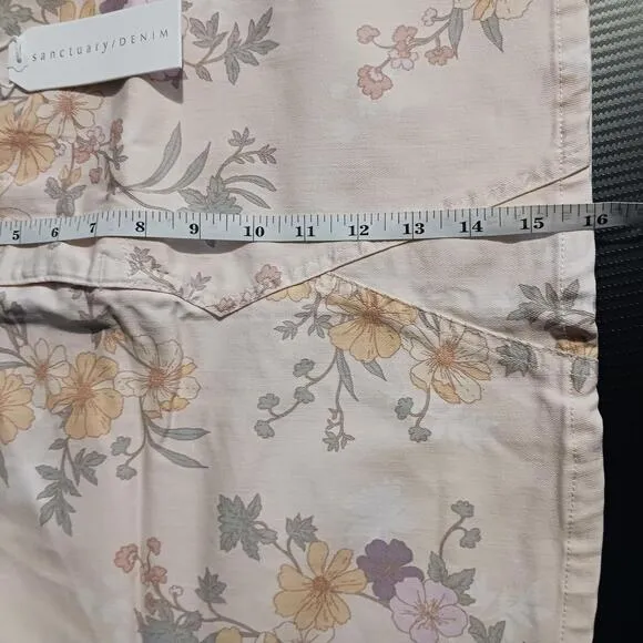 NEW Sanctuary A Charming Life Denim Mini Skirt in Peachy Floral, Size 33