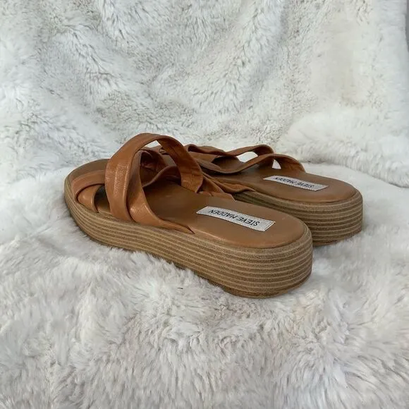 NEW Steve Madden Salita Whiskey Soft Leather Strappy Platform Sandal 9.5