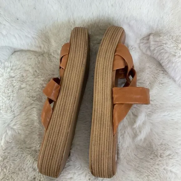 NEW Steve Madden Salita Whiskey Soft Leather Strappy Platform Sandal 9.5