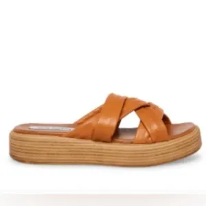 NEW Steve Madden Salita Whiskey Soft Leather Strappy Platform Sandal 9.5