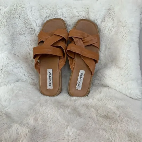 NEW Steve Madden Salita Whiskey Soft Leather Strappy Platform Sandal 9.5