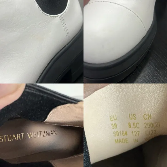 New Stuart Weitzman White Chelsea Ankle Boots Chunky Lug Sole Size 39 8.5 $650