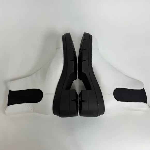 New Stuart Weitzman White Chelsea Ankle Boots Chunky Lug Sole Size 39 8.5 $650