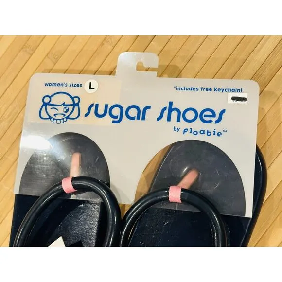 NEW Sugar Shoes Floatie Flip Flops Large 9 - 10 Blue Pink Pool Vintage Sandals