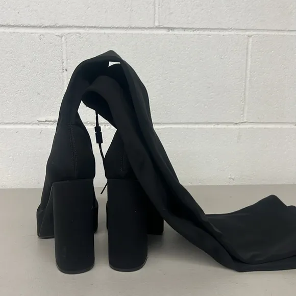 NEW SZ 38 Zara over the knee boots black 5” heeled boots tall platform stretch