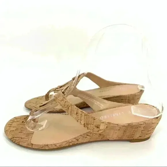 New The Limited womens sandals size 6.5 Indy cork wedge thong flip flops