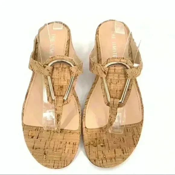 New The Limited womens sandals size 6.5 Indy cork wedge thong flip flops