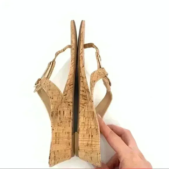 New The Limited womens sandals size 6.5 Indy cork wedge thong flip flops