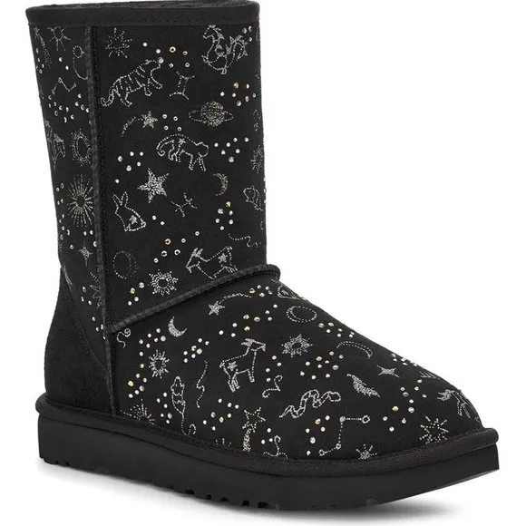 New UGG Black Classic Zodiac Short Suede Boots