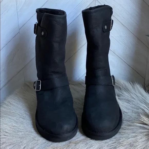 NEW UGG tall boots black leather size 5/36