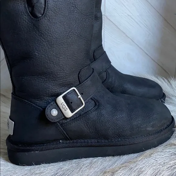 NEW UGG tall boots black leather size 5/36