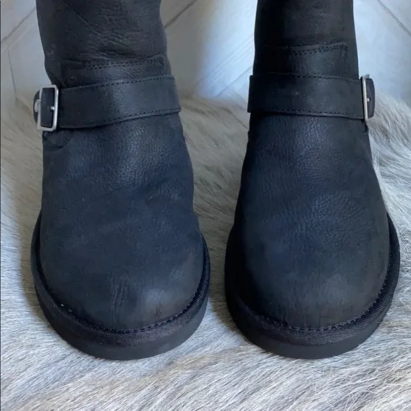 NEW UGG tall boots black leather size 5/36