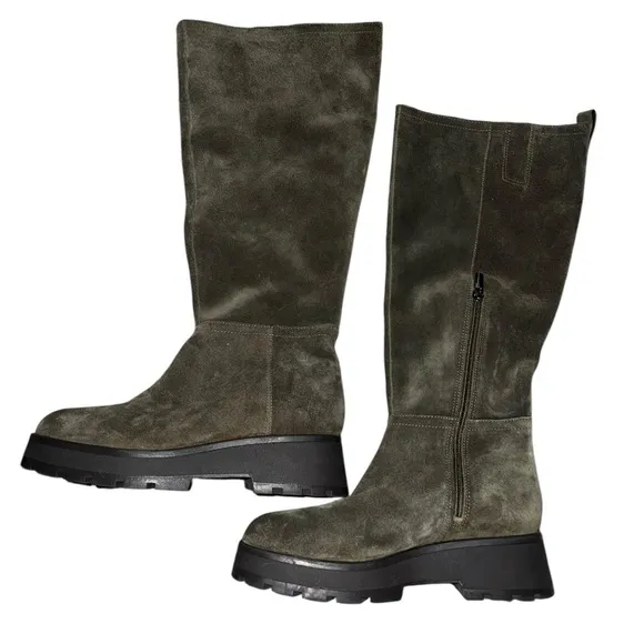 ✅New! Vince Camuto Nettrio Green Suede Lug Sole Tall Boots 9M