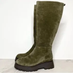 ✅New! Vince Camuto Nettrio Green Suede Lug Sole Tall Boots 9M