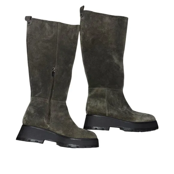 ✅New! Vince Camuto Nettrio Green Suede Lug Sole Tall Boots 9M