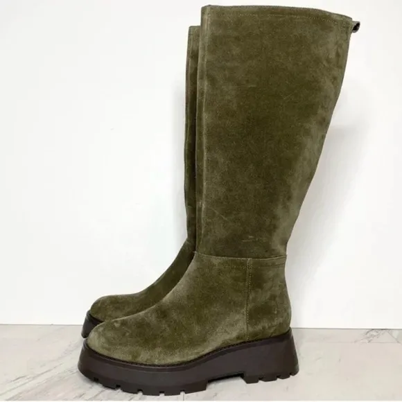 ✅New! Vince Camuto Nettrio Green Suede Lug Sole Tall Boots 9M