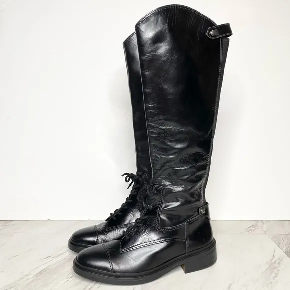 New! Vince Camuto Sirdola Black Leather Tall Boot 8 1/2 M